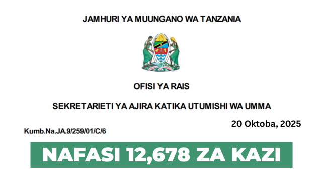 PSRS (Utumishi) 12678 Vacancies October 2025