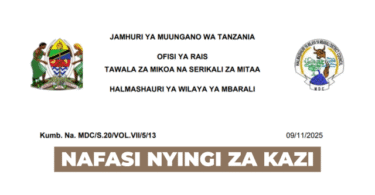 Mbarali District Council Vacancies November 2025