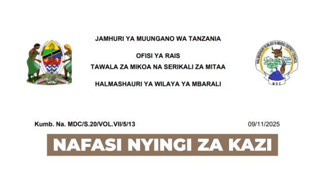 Mbarali District Council Vacancies November 2025