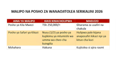 Malipo na Posho za Wanaojitolea Serikalini