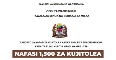 Tamisemi 1500 Volunteer Vacancies January 2026