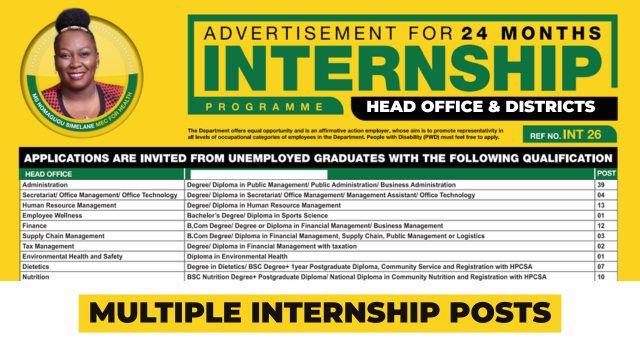 KwaZulu-Natal Department of Health 24-Month Internship Programme 2026