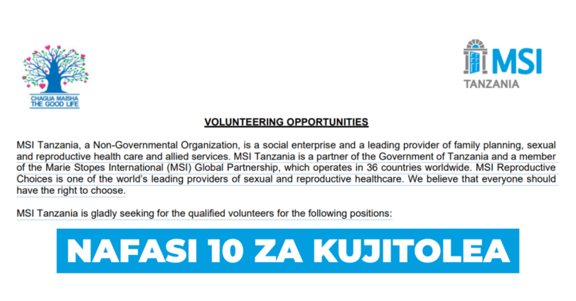 MSI Tanzania Volunteer Driver Opportunities (10 Positions) February 2026