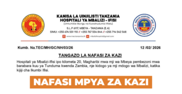 Mbalizi–Ifisi Hospital Volunteer Vacancies 2026