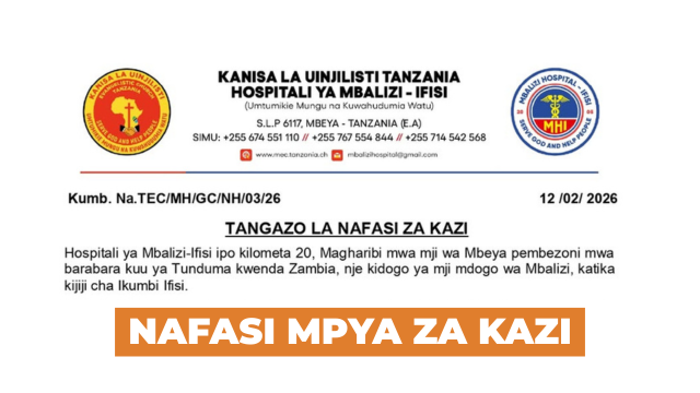 Mbalizi–Ifisi Hospital Volunteer Vacancies 2026