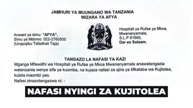 Mwananyamala Hospital Contract Vacancies February 2026