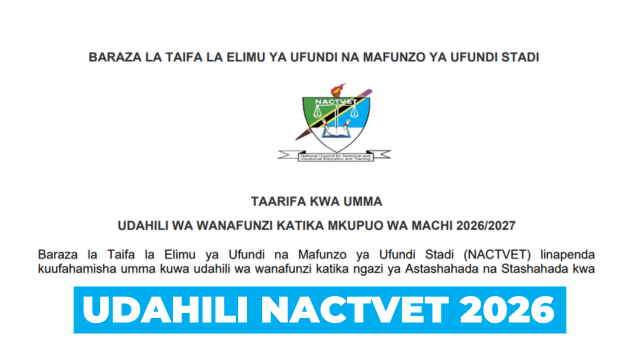 NACTVET 2026 Admissions for Certificate and Diploma Programmes