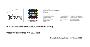 Pikitup 400 General Workers Johannesburg February 2026
