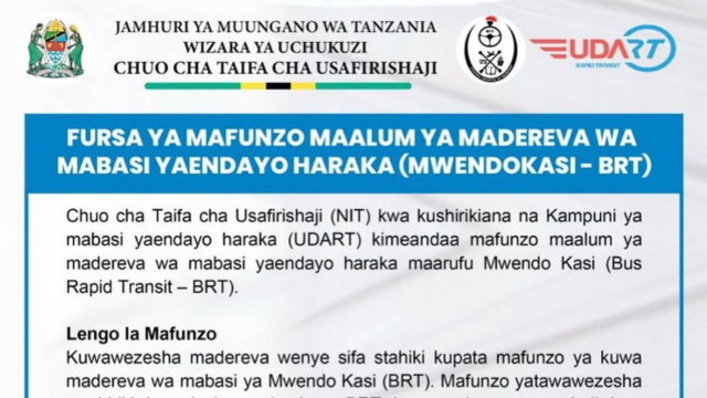 Special Training Opportunity for Bus Rapid Transit (BRT) Drivers