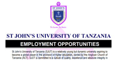 St John’s University of Tanzania SJUT Jobs February 2026