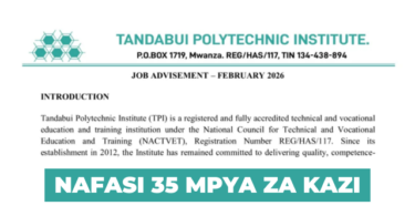 Tandabui Polytechnic Institute 35 Vacancies February 2026