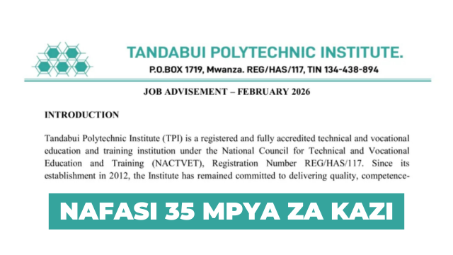 Tandabui Polytechnic Institute 35 Vacancies February 2026