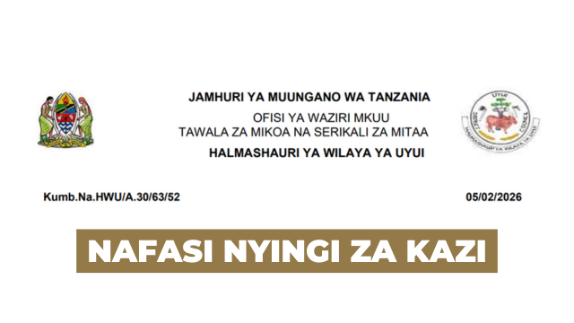 Uyui District Council Announces 2 Job Vacancies for Qualified Tanzanians February 2026