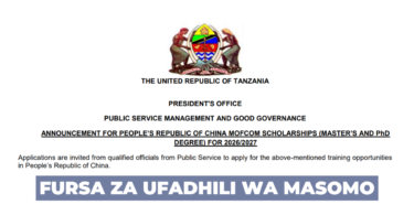 Chinese Government (MOFCOM) Scholarship for Tanzanians 2026 (Fully Funded)