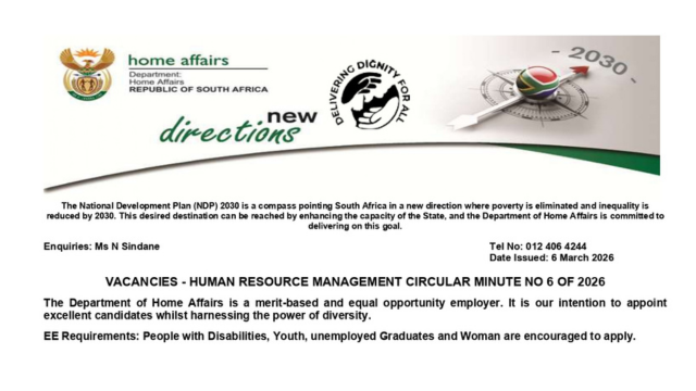 Department of Home Affairs X19 Immigration Officers Various Provinces