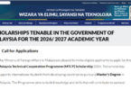 Malaysia Technical Cooperation Programme (MTCP) Scholarship 2026