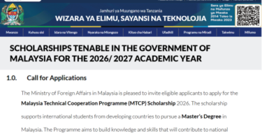 Malaysia Technical Cooperation Programme (MTCP) Scholarship 2026