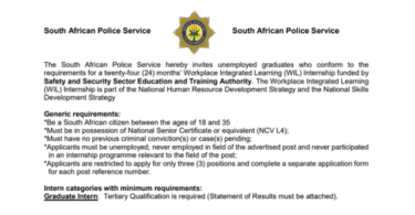 SAPS Graduate Internship Programme 2025/2026