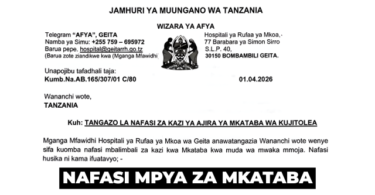 Geita Regional Referral Hospital Contract Vacancies April 2026