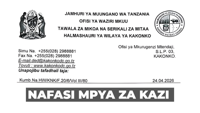 Kakonko District Council Revenue Collectors x12 Posts April 2026