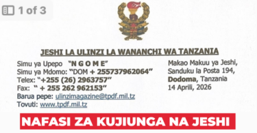 Nafasi za kujiunga na jeshi (JWTZ) April 2026