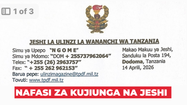 Nafasi za kujiunga na jeshi (JWTZ) April 2026