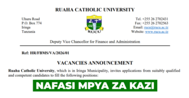 Ruaha Catholic University Vacancies April 2026