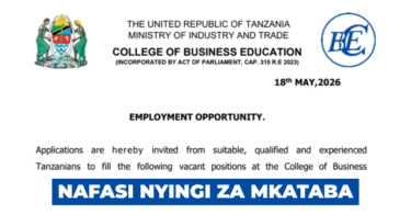 College of Business Education (CBE) Contract Vacancies 2026