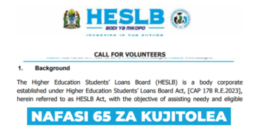 HESLB x65 Volunteering Vacancies May 2026