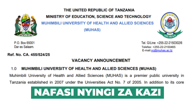 MUHAS Vacancies May 2026