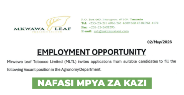 Mkwawa Leaf Tobacco Limited (MLTL) Vacancies May 2026