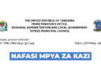 Temeke Municipal Council Vacancies May 2026