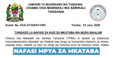 Tanzania Public Government Lawyers Association (TPBA) Vacancies 2026