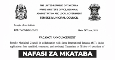 Temeke Municipal Council Vacancies June 2026