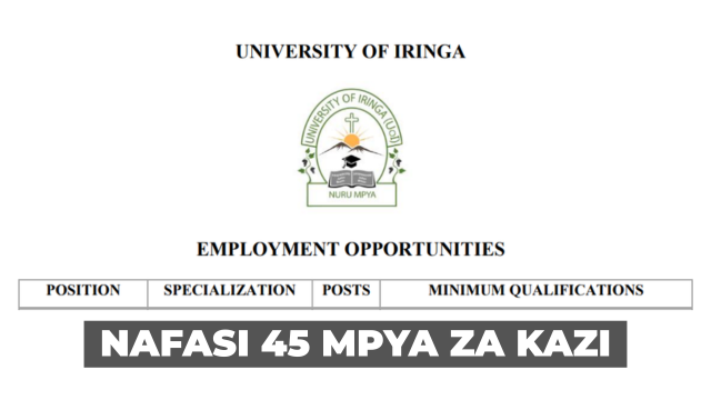 University of Iringa (UoI) 45x Vacancies June 2026