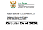 DPSA Vacancies Circular 24 of 2026 Released
