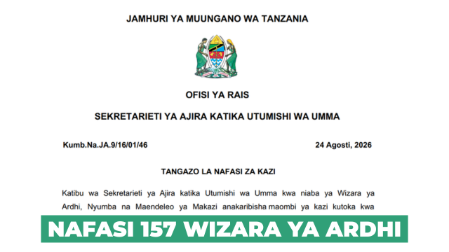 Ministry of Lands Tanzania 157 Government Job Vacancies Through PSRS August 2026