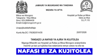Morogoro Regional Referral Hospital 81 Volunteer Job Vacancies 2026