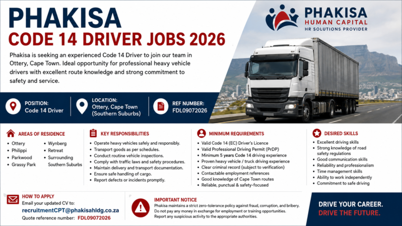 Phakisa Code 14 Driver Jobs 2026