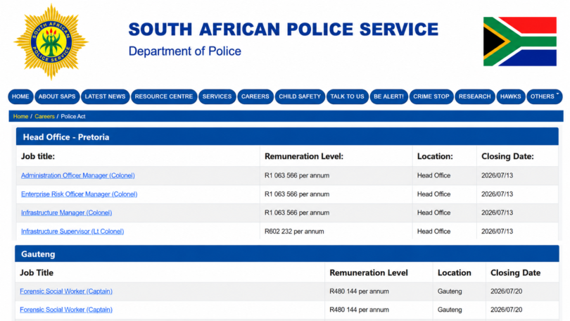 South African Police Service (SAPS) Vacancies 2026 - Across All Provinces