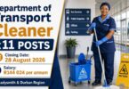 KwaZulu-Natal Department of Transport Cleaner Vacancies 2026 – 11 Posts