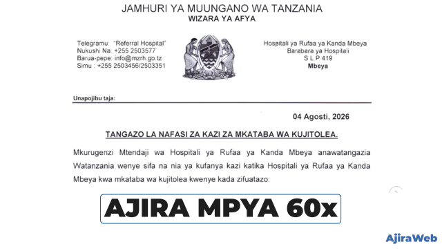 Mbeya Zonal Referral Hospital Volunteer Vacancies 2026