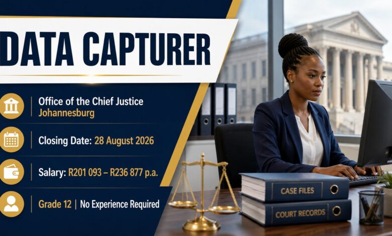 Office of the Chief Justice Data Capturer Vacancy 2026 – Grade 12, No Experience Required