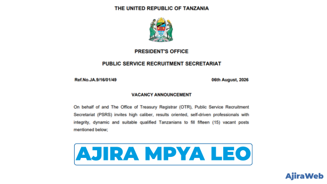 Office of the Treasury Registrar (OTR) Vacancies 2026 – 15 Posts Announced by PSRS