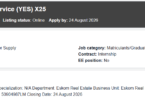 Eskom Youth Employment Service (YES) X25 Vacancies 2026