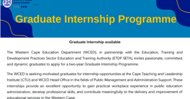 Western Cape Education Department (WCED) Graduate Internship Programme 2026