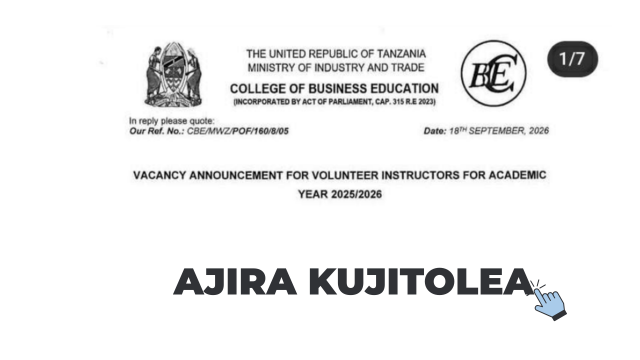 CBE Volunteer Instructor Vacancies 2026 – Mwanza Campus