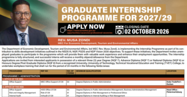 KZN EDTEA Graduate Internships 2027/29: 139 Internship Opportunities