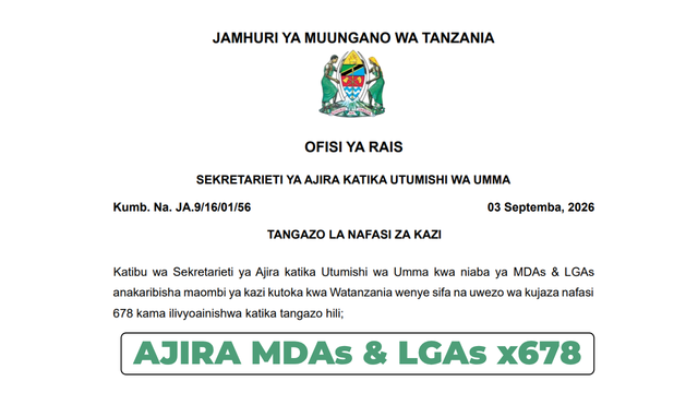 MDAs and LGAs 678 Vacancies September 2026