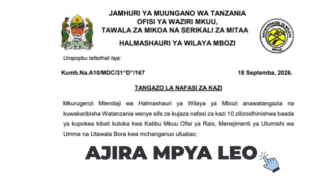 Mbozi District Council Job Vacancies 2026 – 10 Posts